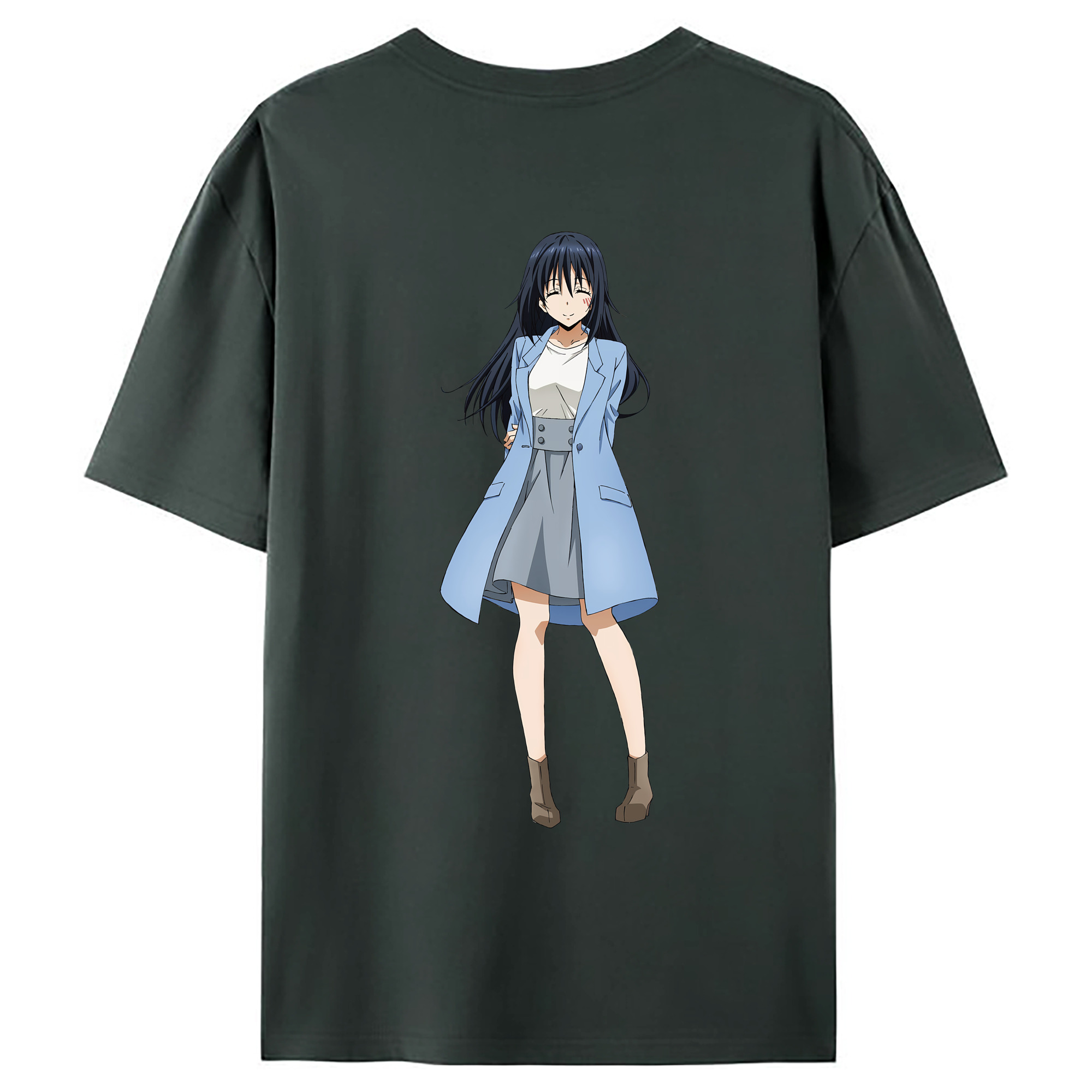 （画像用） 転スラ Regarding Reincarnated to Slime 綿100％ メンズ半袖Tシャツ（バックプリント） 通気性